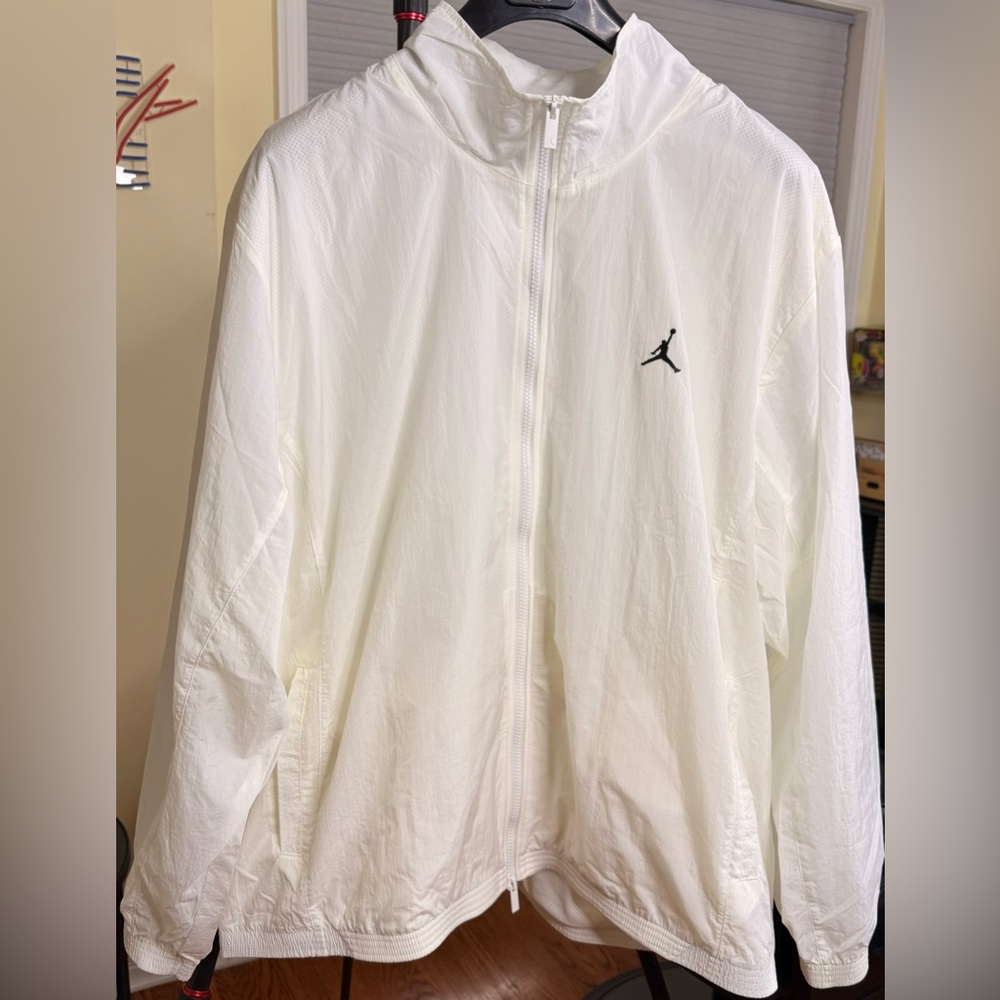 GORGEOUS Nike Air Jordan White Double Zipper Jacket, Men's 2XL !!!